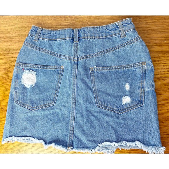 SWS Denim Sz S Denim Distressed High Waisted Skirt - Picture 2 of 7